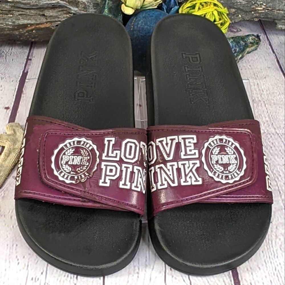 Victoria's Secret PINK Adjustable Crossover Comfort Slide Sandals Shoes